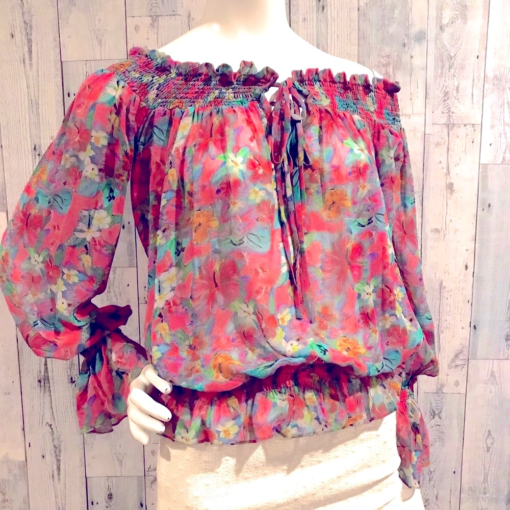 Nwt Kika Simonsen Tissue Weight Watercolour Silk Blouse